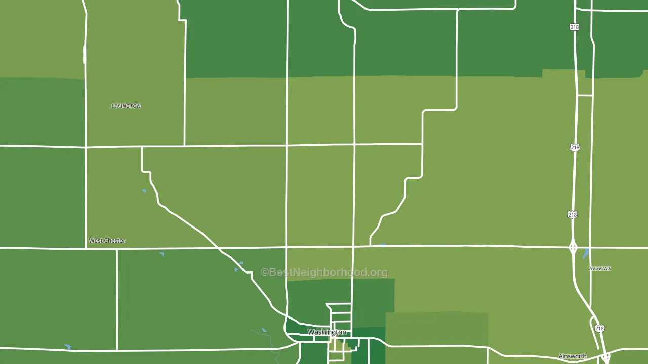 Washington County, IA block-group voter-turnout map