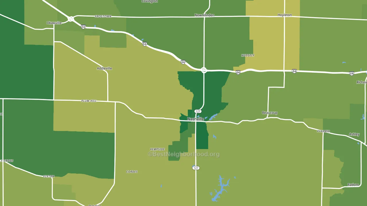 Washington County, IL block-group voter-turnout map