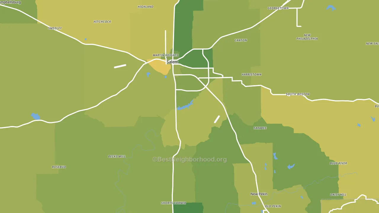 Washington County, IN block-group voter-turnout map
