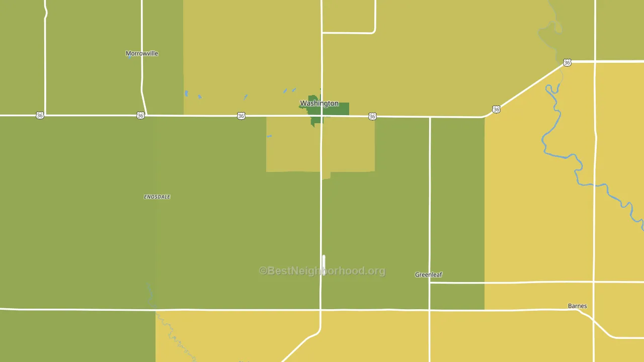 Washington County, KS block-group voter-turnout map