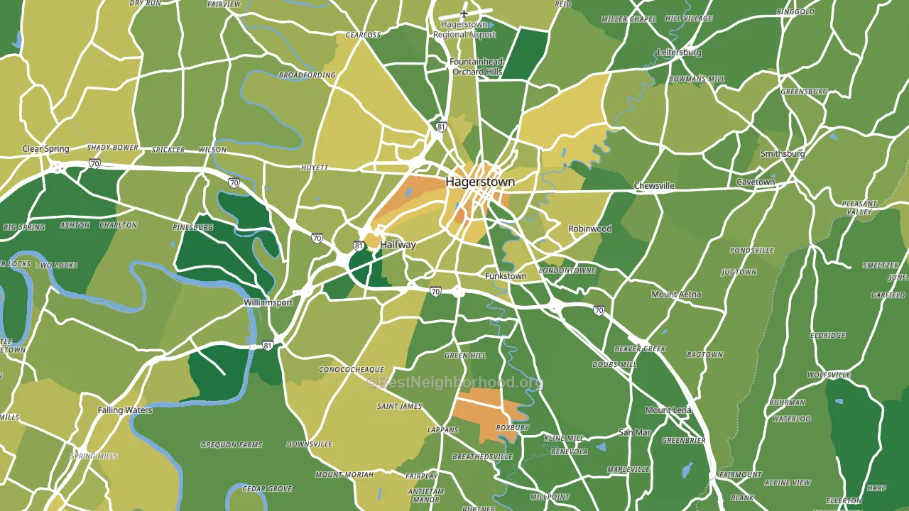 Washington County, MD block-group voter-turnout map