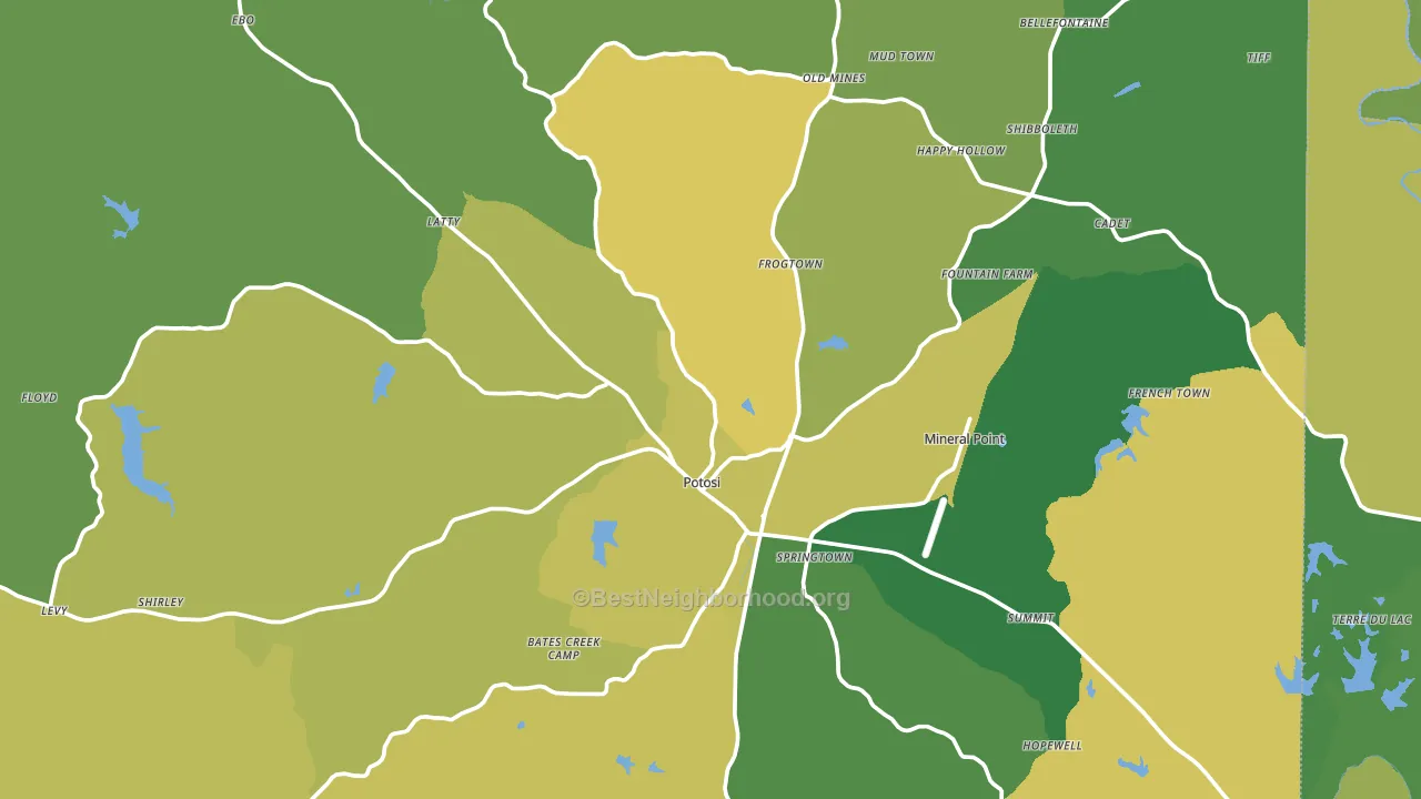 Washington County, MO block-group voter-turnout map