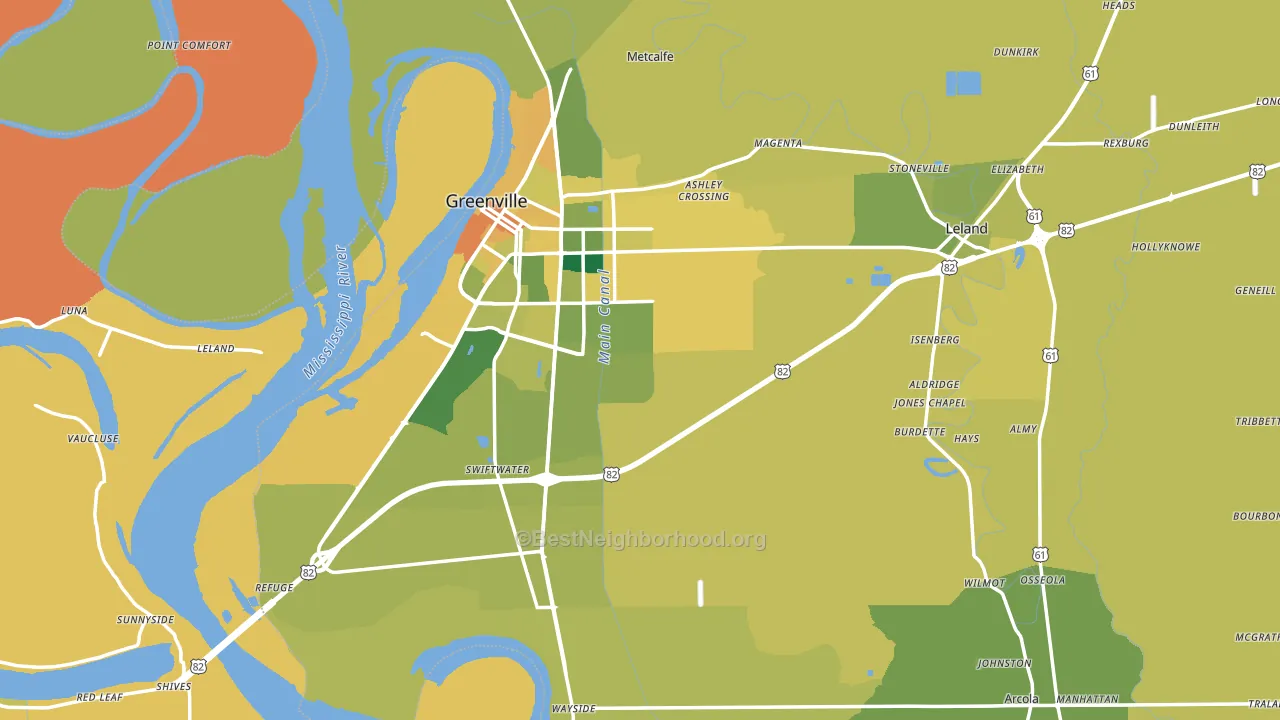 Washington County, MS block-group voter-turnout map