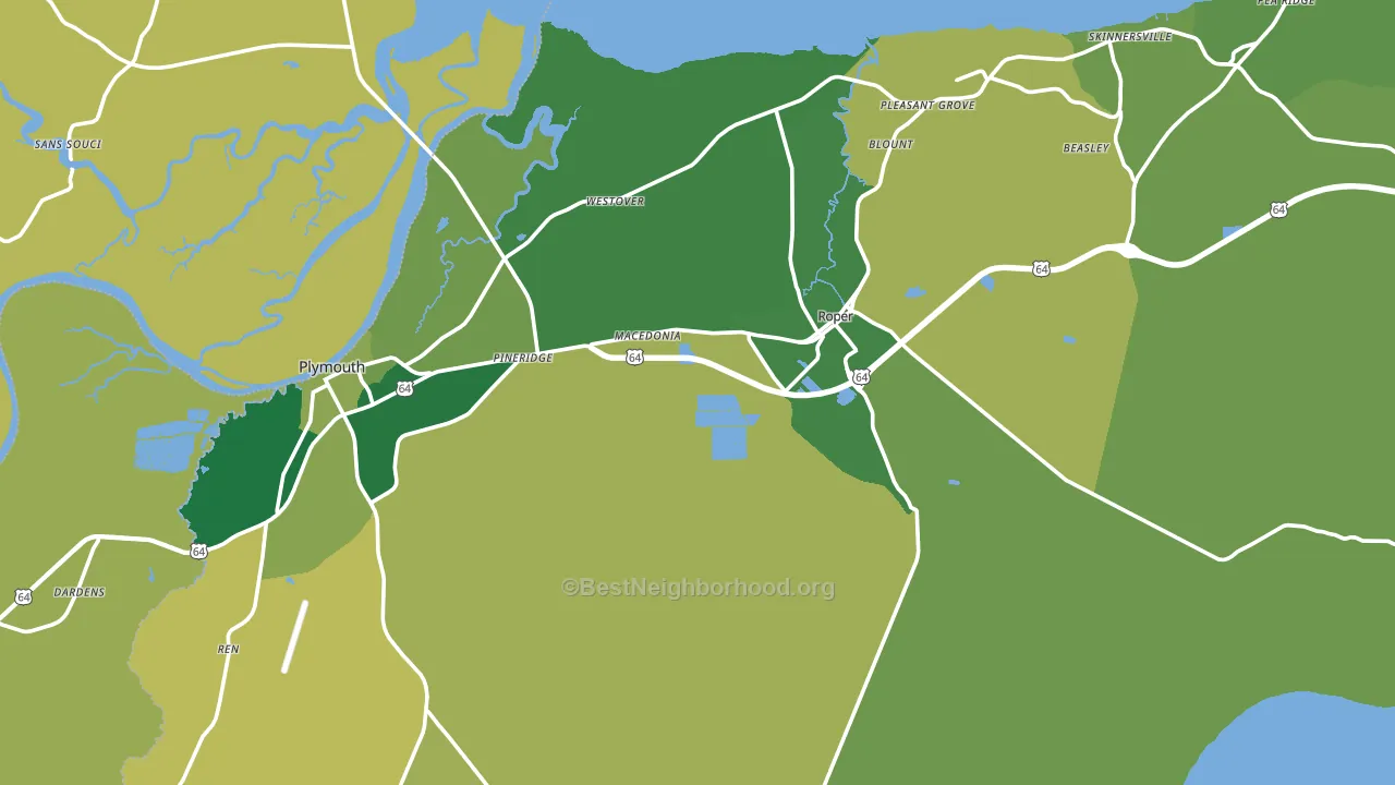 Washington County, NC block-group voter-turnout map