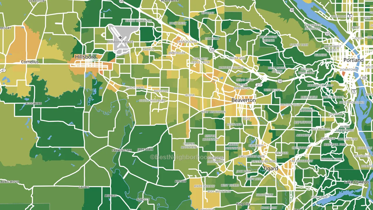 Washington County, OR block-group voter-turnout map