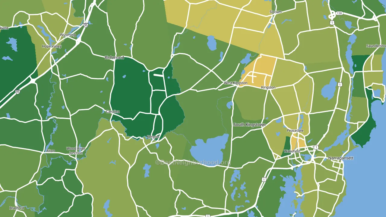 Washington County, RI block-group voter-turnout map