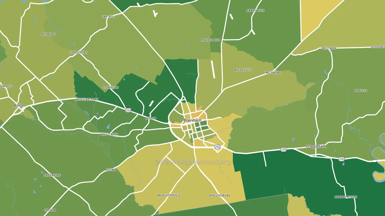 Washington County, TX block-group voter-turnout map