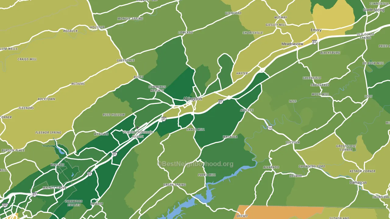 Washington County, VA block-group voter-turnout map