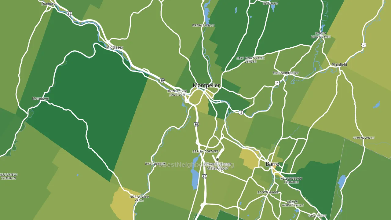 Washington County, VT block-group voter-turnout map