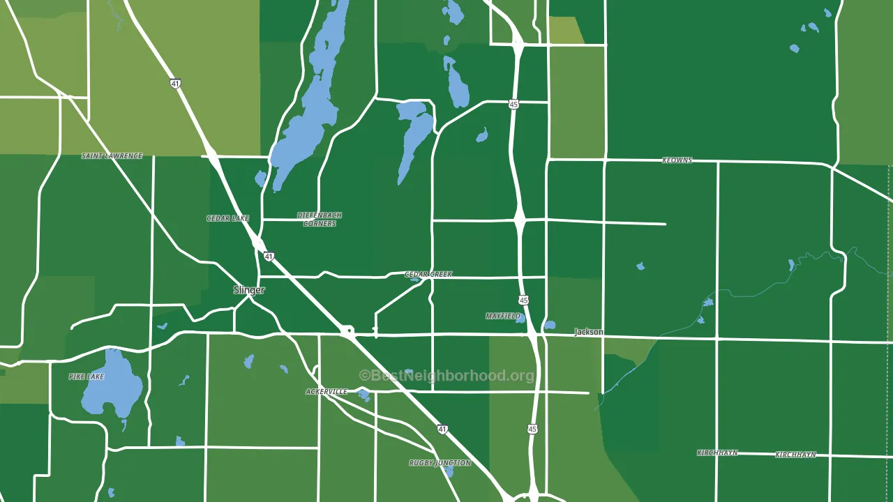 Washington County, WI block-group voter-turnout map