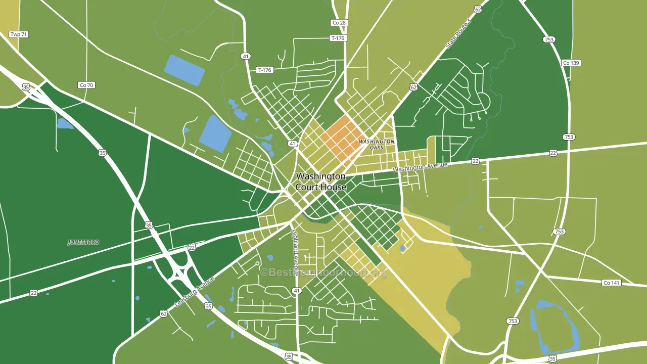 Washington Court House Historic District, Washington Court H block-group voter-turnout map