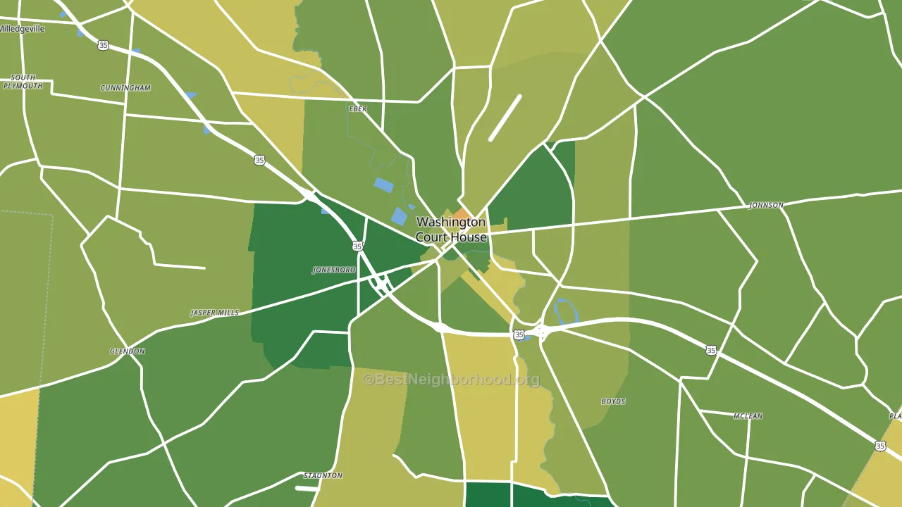 Washington Court House, OH block-group voter-turnout map