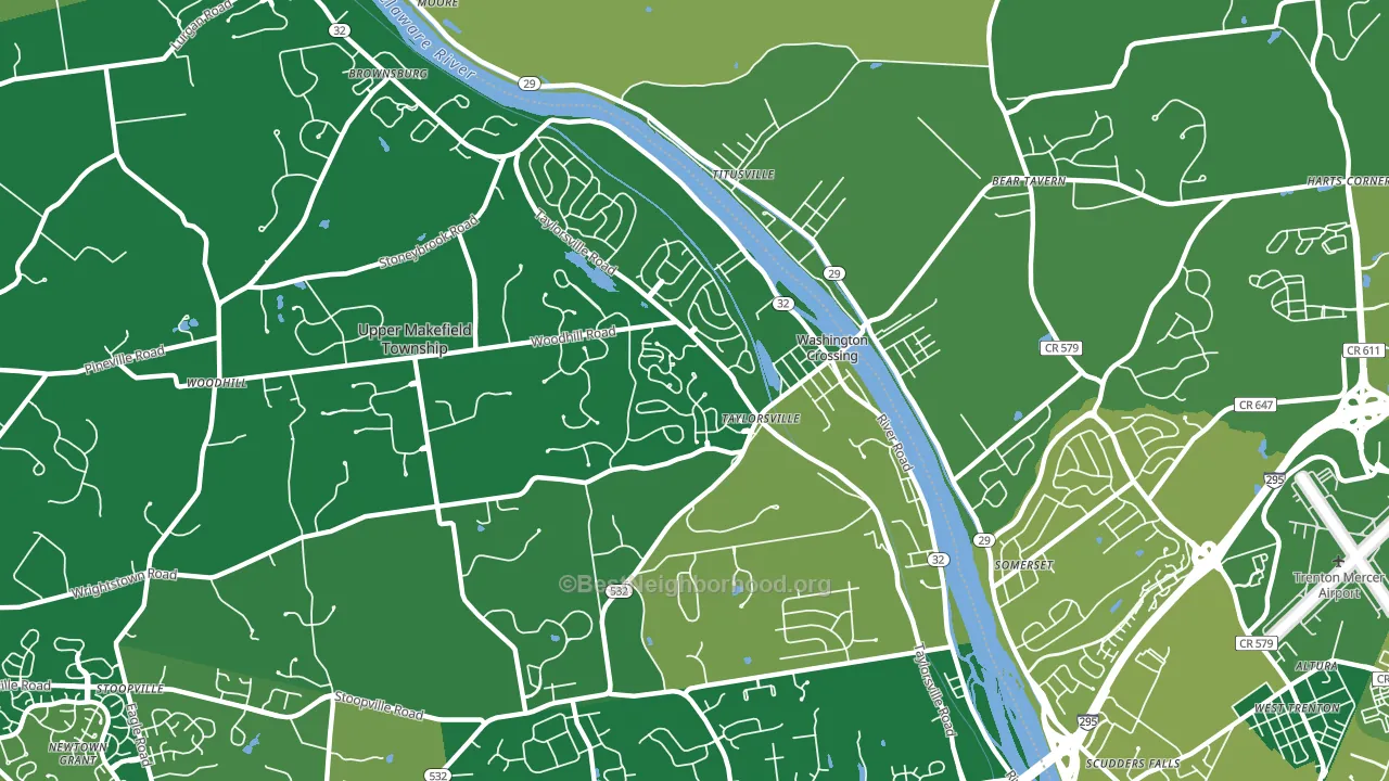 Washington Crossing, PA block-group voter-turnout map