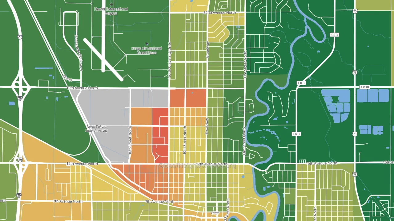 Washington, Fargo, ND block-group voter-turnout map