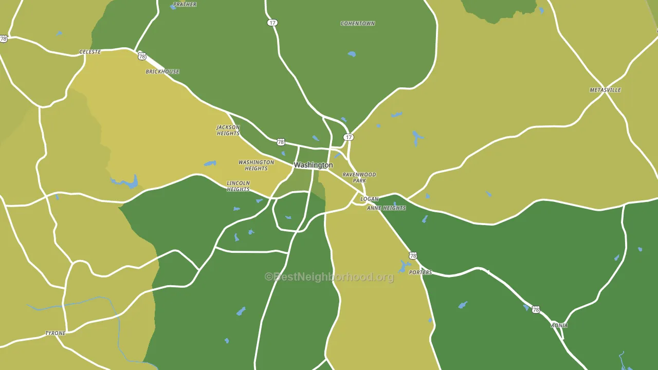 Washington, GA block-group voter-turnout map