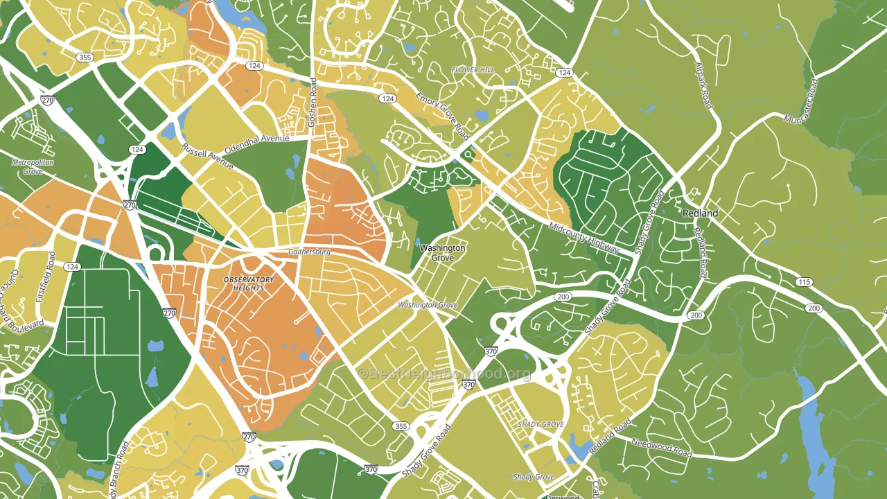 Washington Grove, MD block-group voter-turnout map