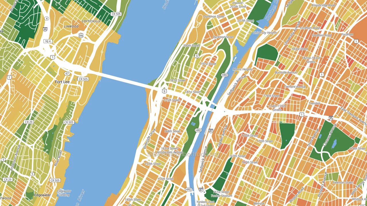 Washington Heights, Manhattan, NY block-group voter-turnout map