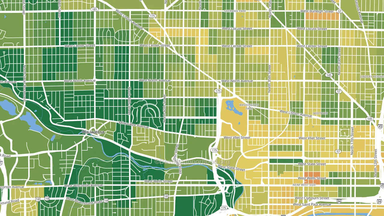 Washington Heights, Milwaukee, WI block-group voter-turnout map