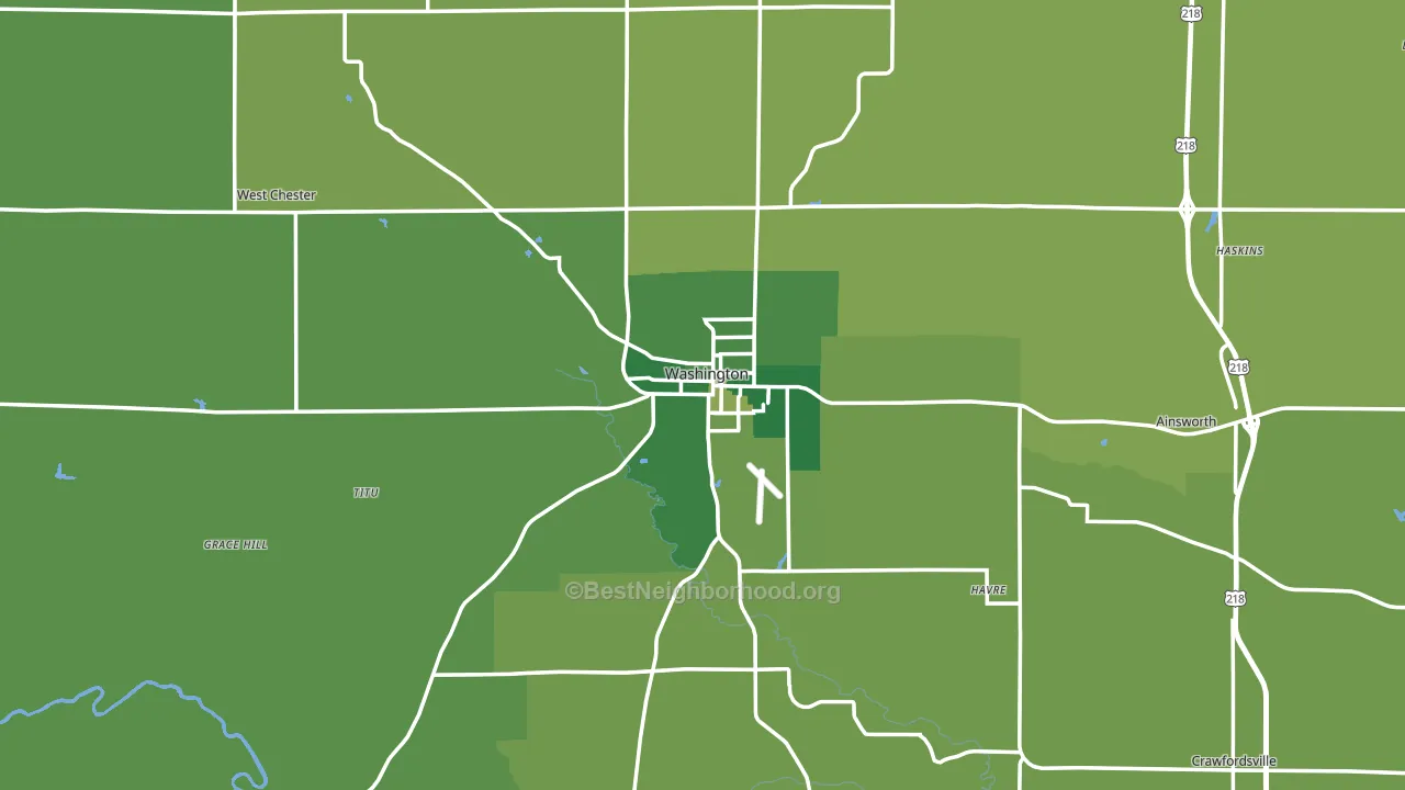Washington, IA block-group voter-turnout map
