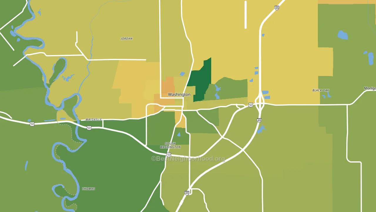 Washington, IN block-group voter-turnout map