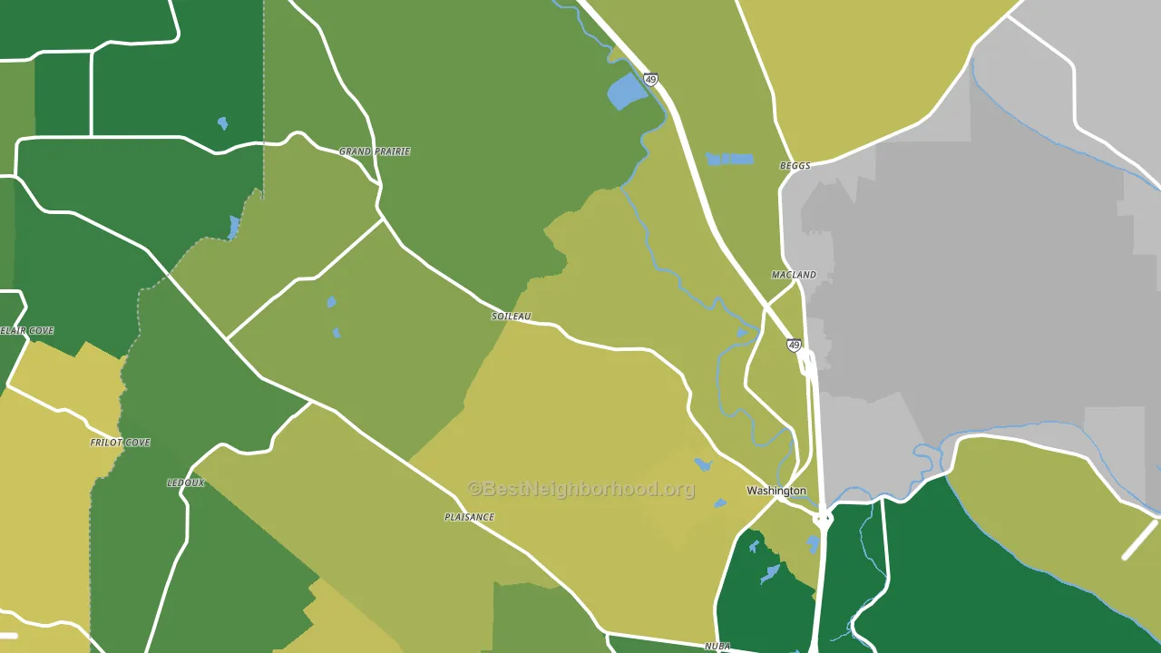 Washington, LA block-group voter-turnout map