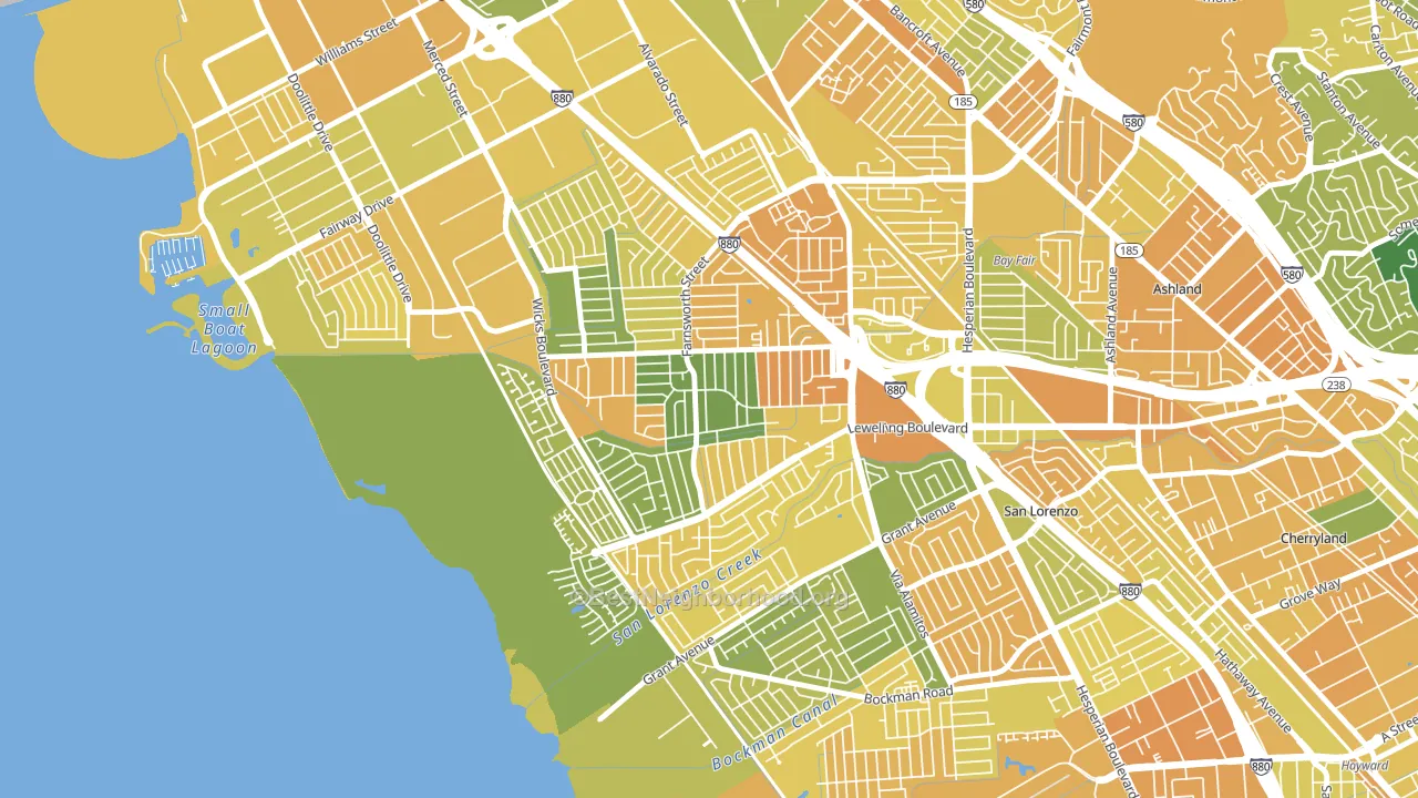 Washington Manor-Bonaire, San Leandro, CA block-group voter-turnout map