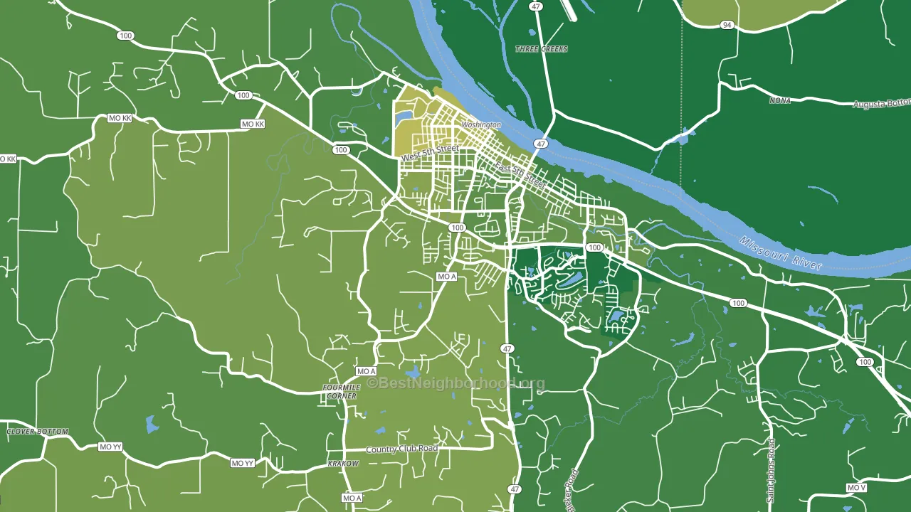 Washington, MO block-group voter-turnout map