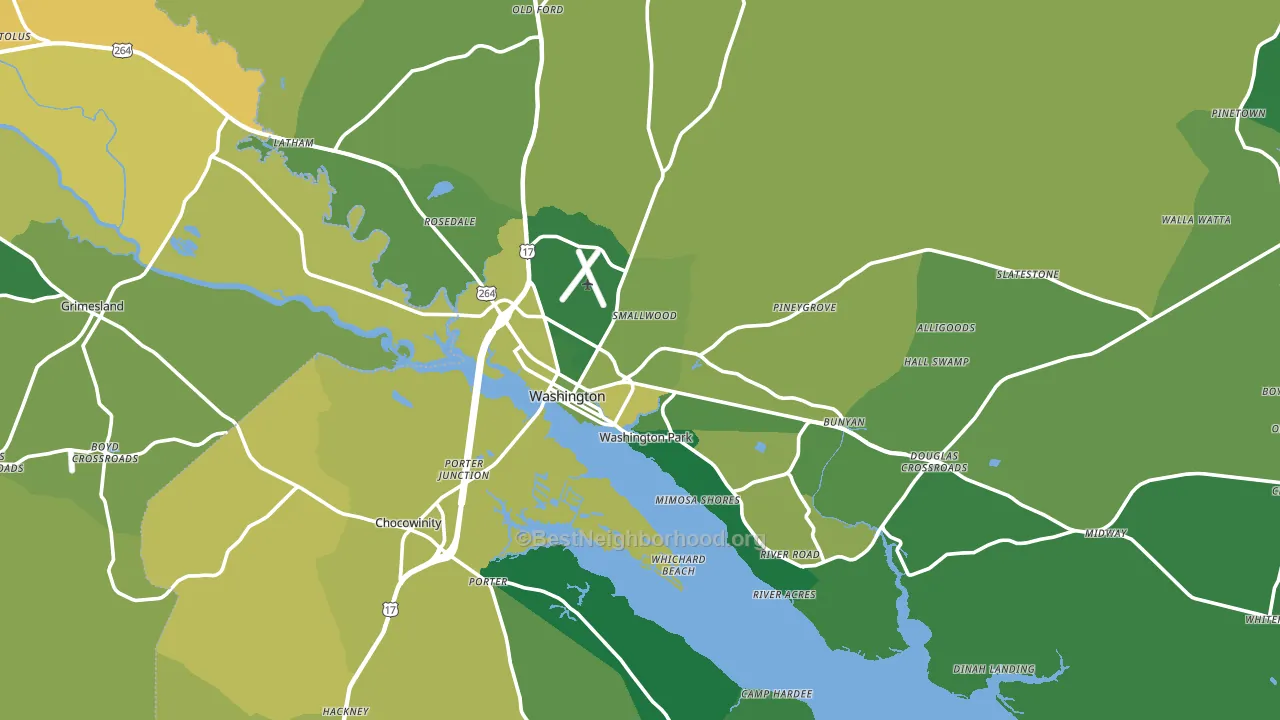 Washington, NC block-group voter-turnout map