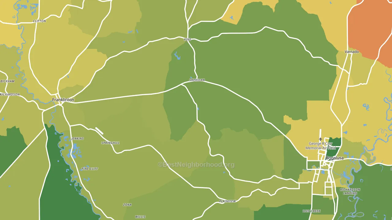 Washington Parish, LA block-group voter-turnout map