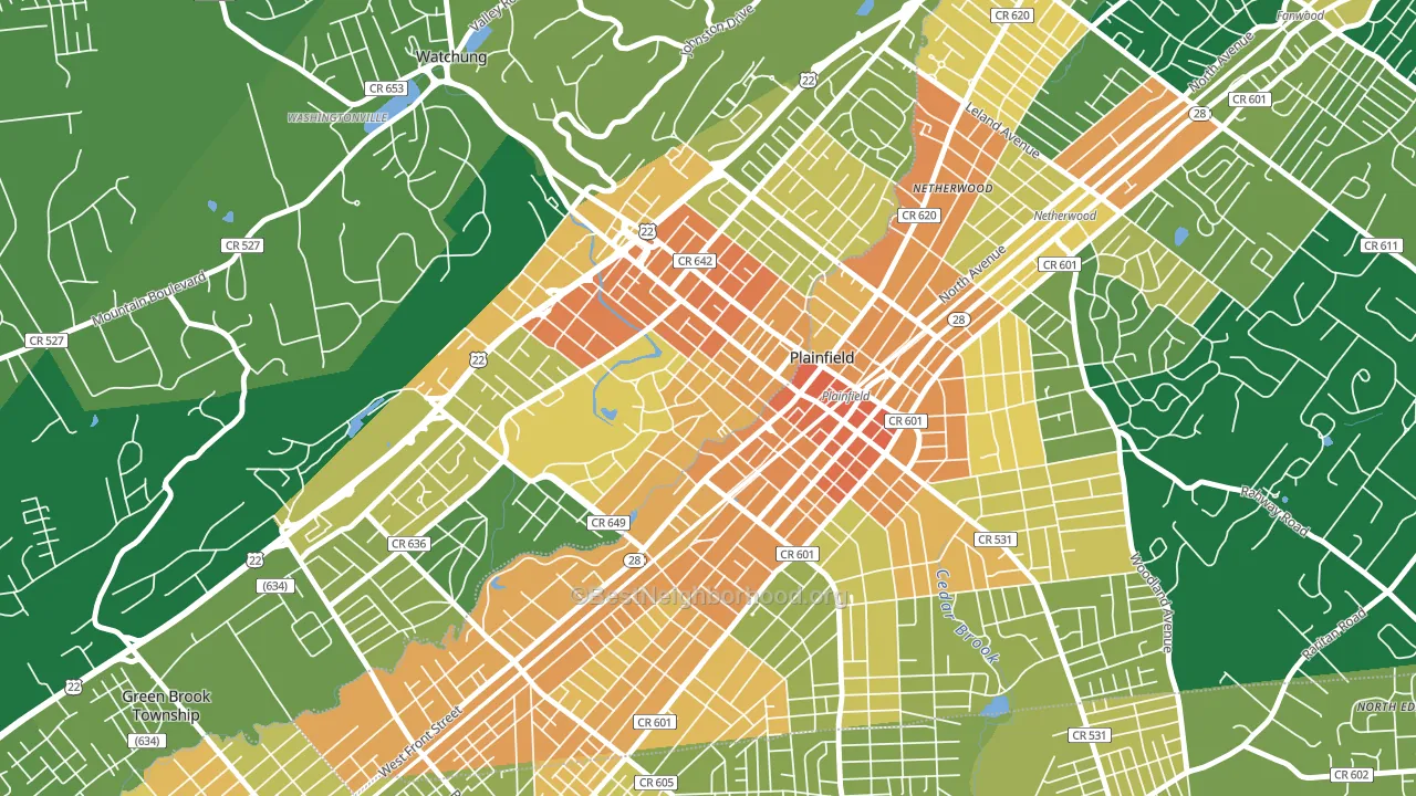 Washington Park Historic District, North Plainfield, NJ block-group voter-turnout map