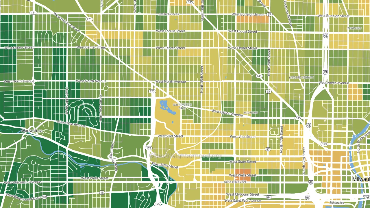 Washington Park, Milwaukee, WI block-group voter-turnout map