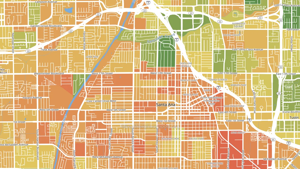 Washington Square, Santa Ana, CA block-group voter-turnout map