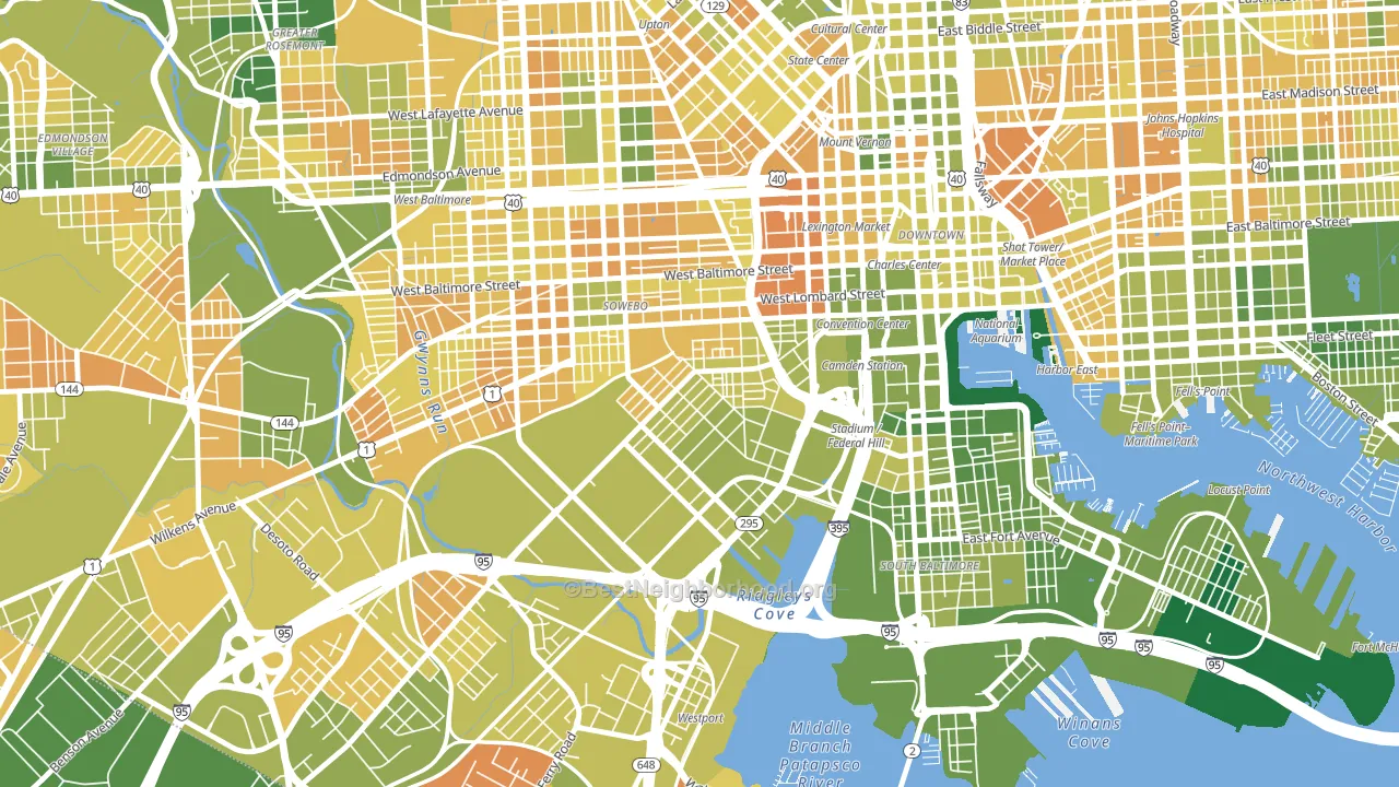 Washington Village, Baltimore, MD block-group voter-turnout map
