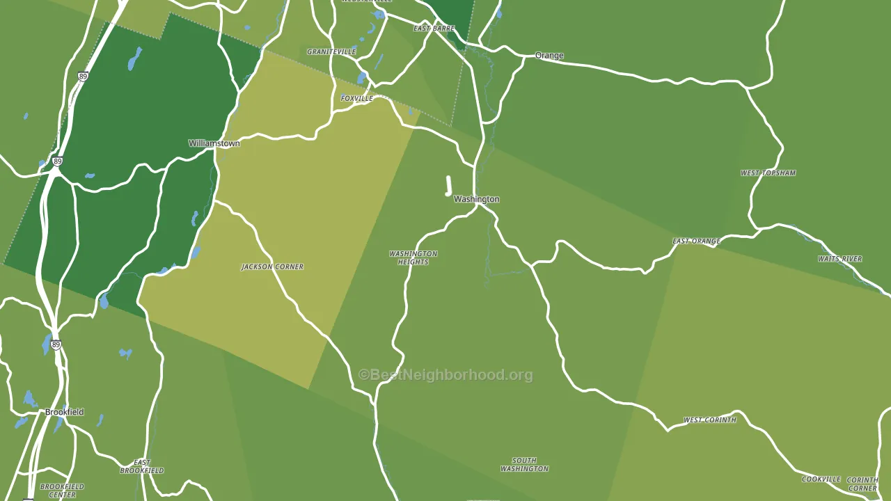 Washington, VT block-group voter-turnout map