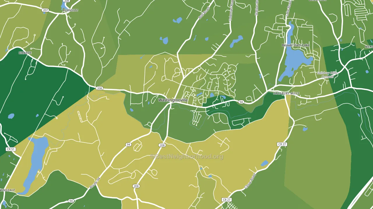 Washingtonville, NY block-group voter-turnout map