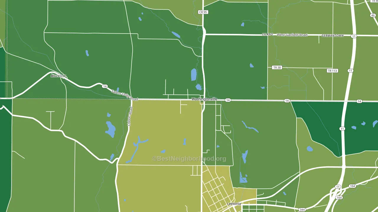 Washingtonville, OH block-group voter-turnout map