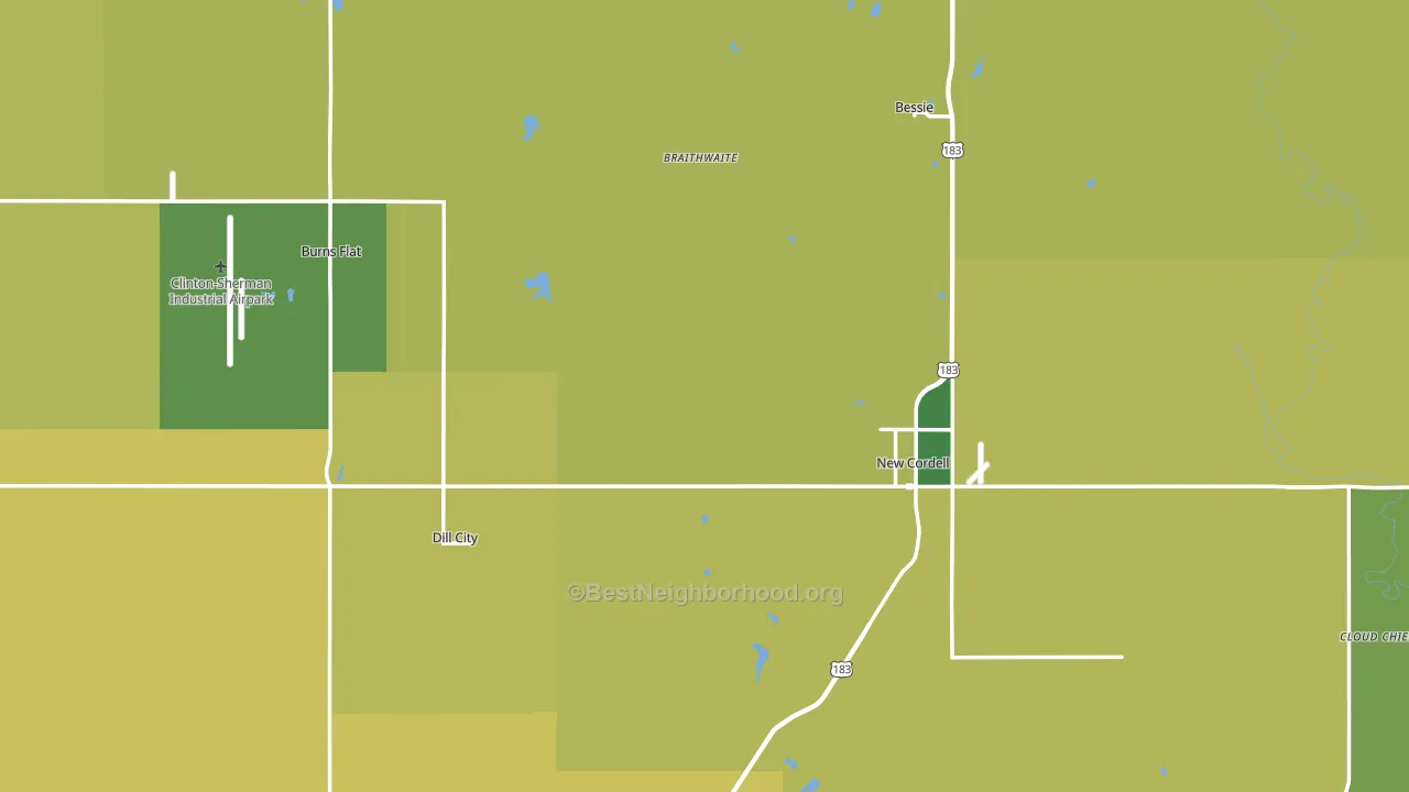 Washita County, OK block-group voter-turnout map