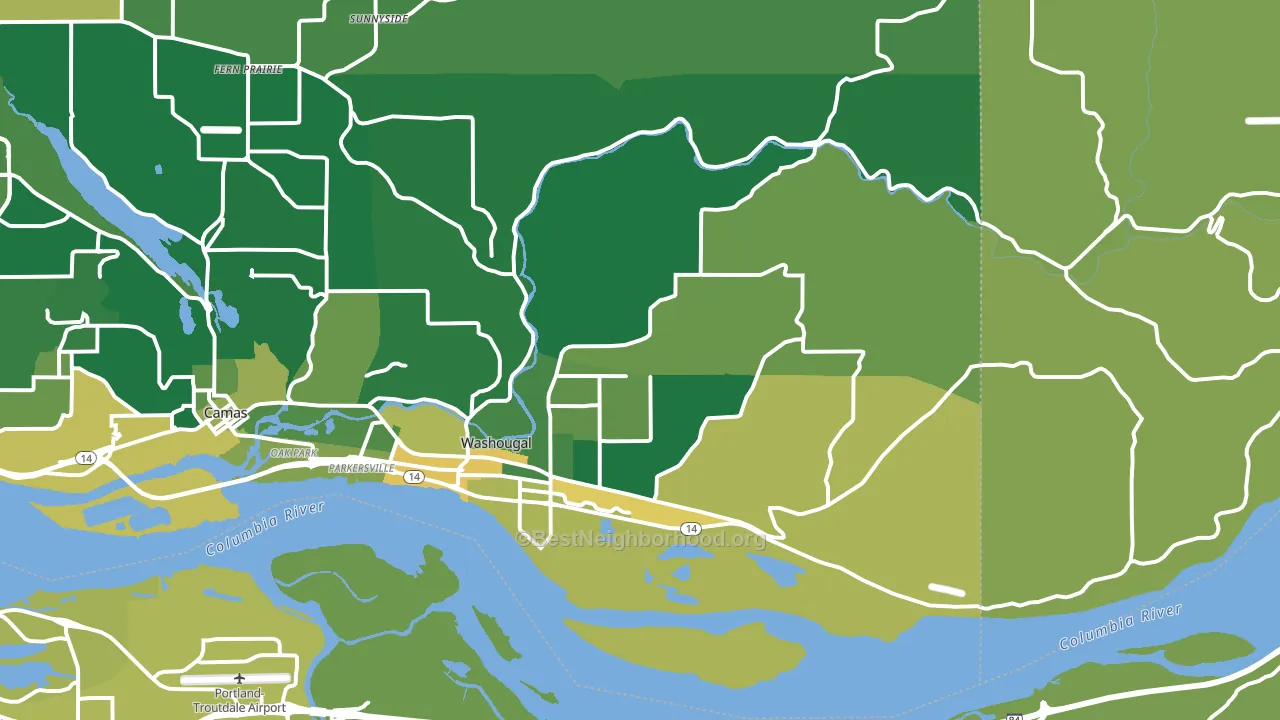 Washougal, WA block-group voter-turnout map