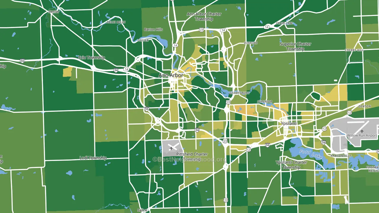 Washtenaw County, MI block-group voter-turnout map