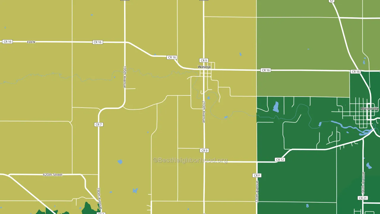 Wasioja, MN block-group voter-turnout map