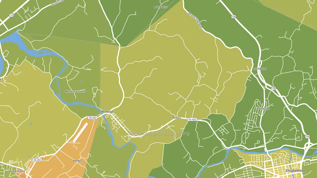 Watauga, TN block-group voter-turnout map