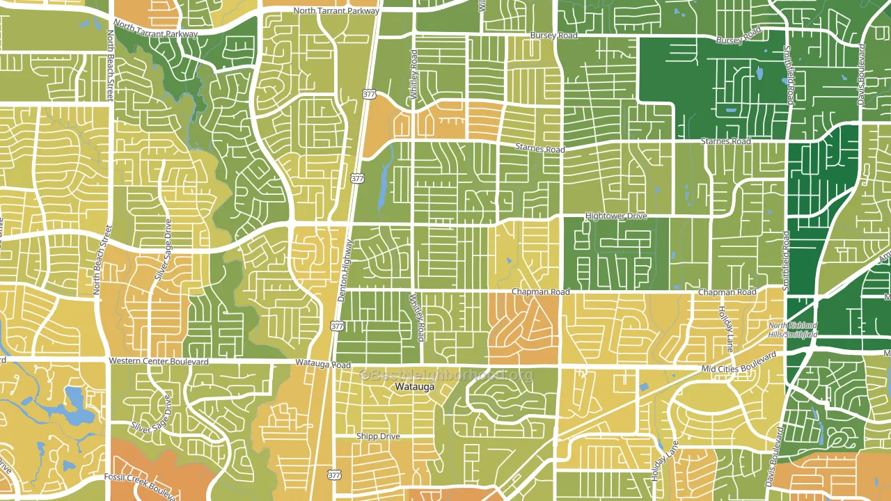 Watauga, TX block-group voter-turnout map