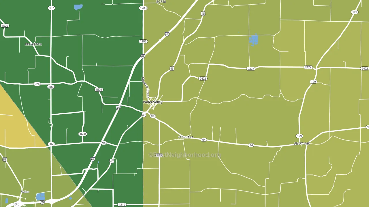 Water Valley, KY block-group voter-turnout map