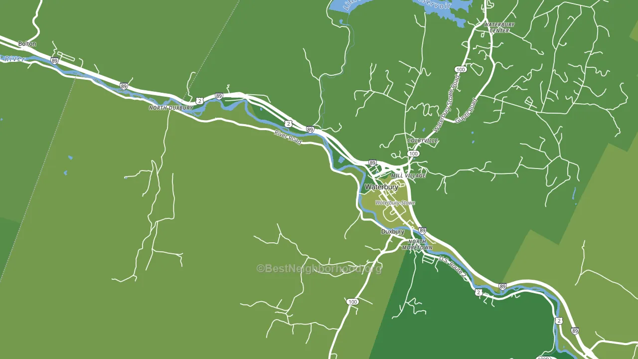 Waterbury, VT block-group voter-turnout map