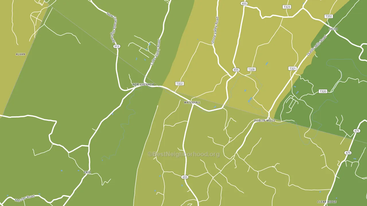 Waterfall, PA block-group voter-turnout map
