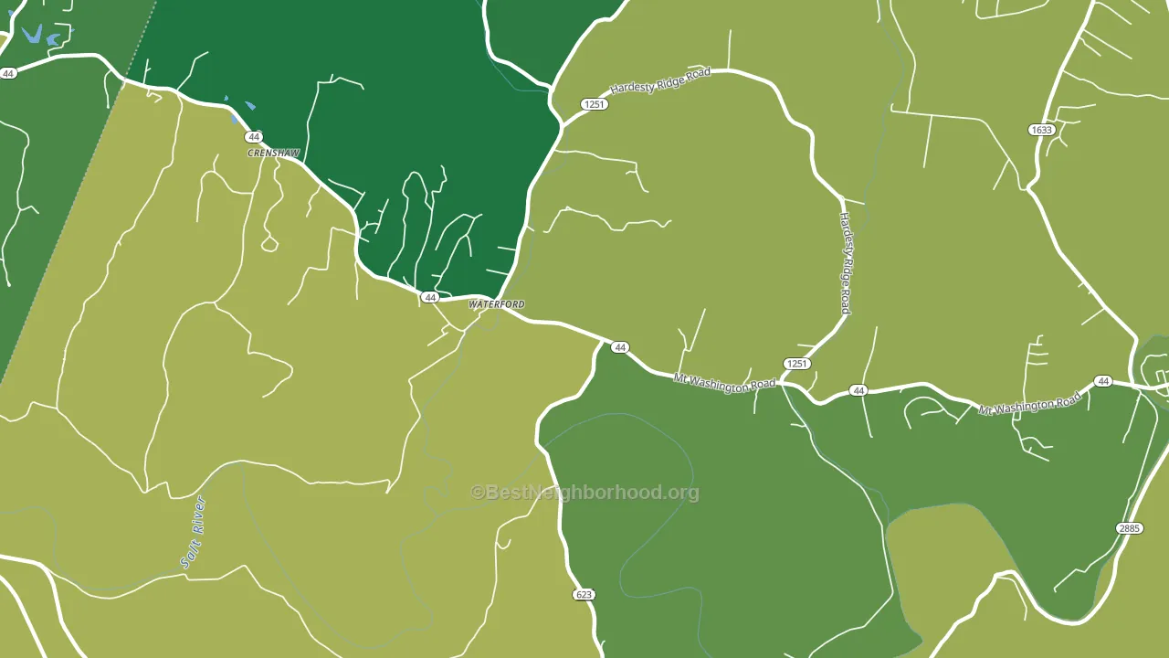 Waterford, KY block-group voter-turnout map