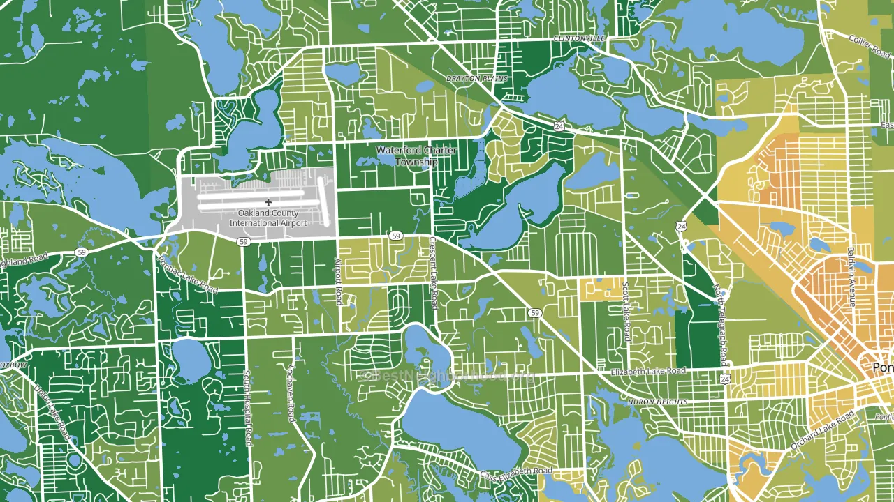 Waterford, MI block-group voter-turnout map