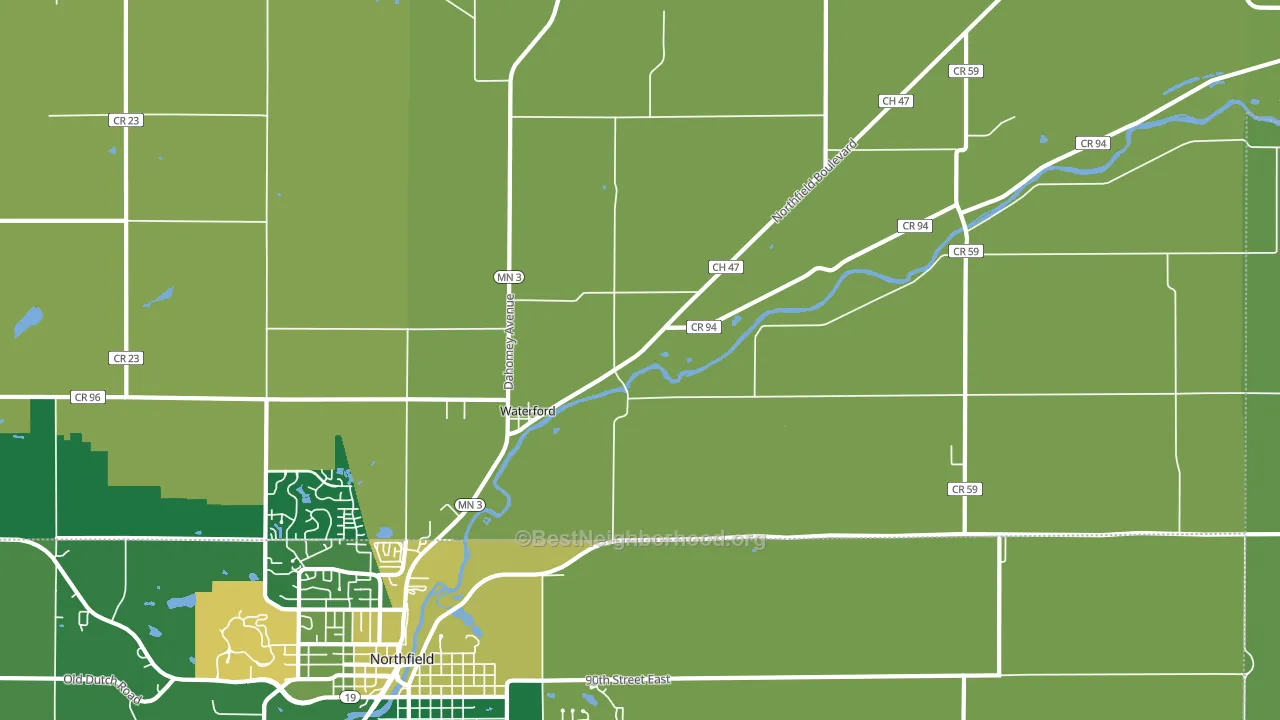 Waterford, MN block-group voter-turnout map