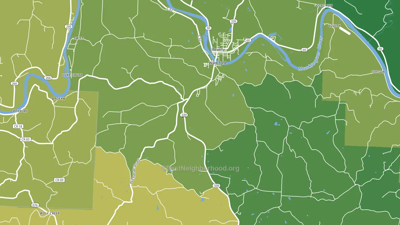 Waterford, OH block-group voter-turnout map
