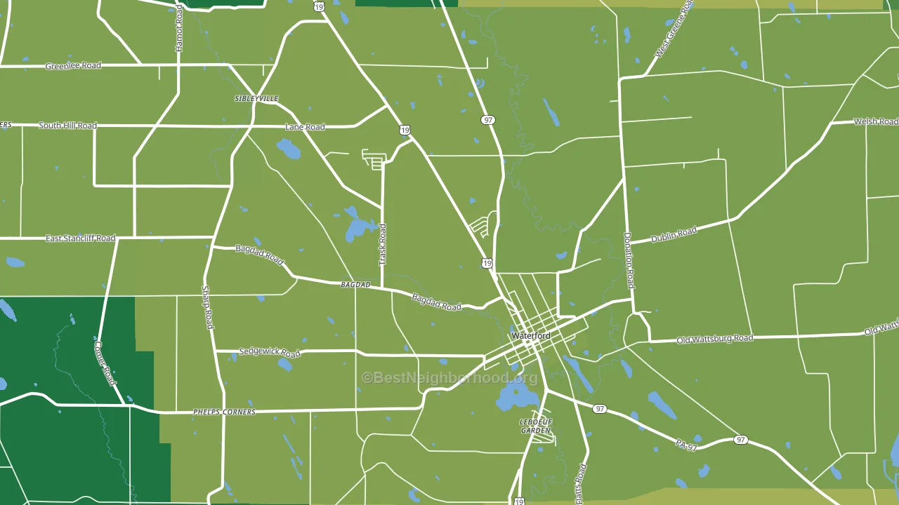 Waterford, PA block-group voter-turnout map